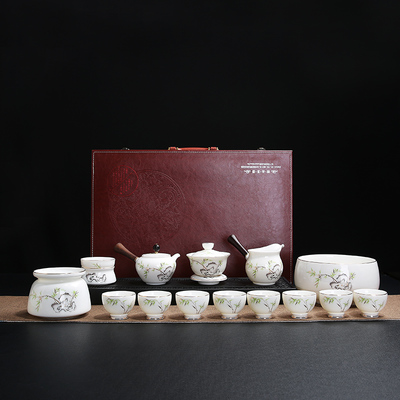 德化羊脂玉瓷功夫茶具套裝整套白瓷泡茶喝茶蓋碗茶壺茶杯家用擺件